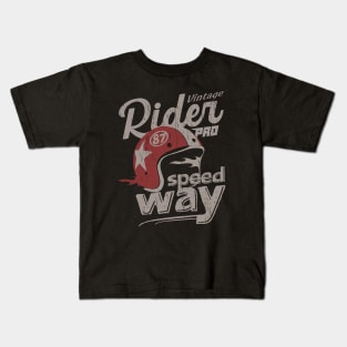 Vintage Rider motorcycle pro racing retro helmet Kids T-Shirt